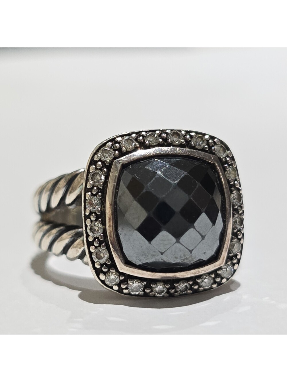 David Yurman Albion Hematite and Diamond Ring